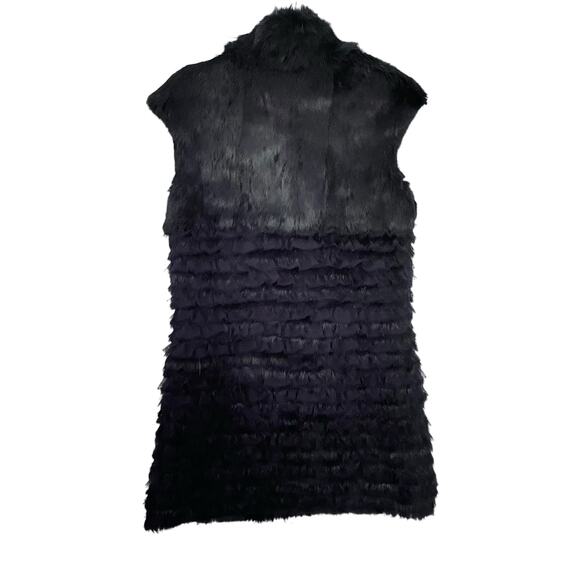 CF Charm Furs Black Rabbit Fur Cap Sleeve Vest Jacket Size Medium - Picture 5 of 12